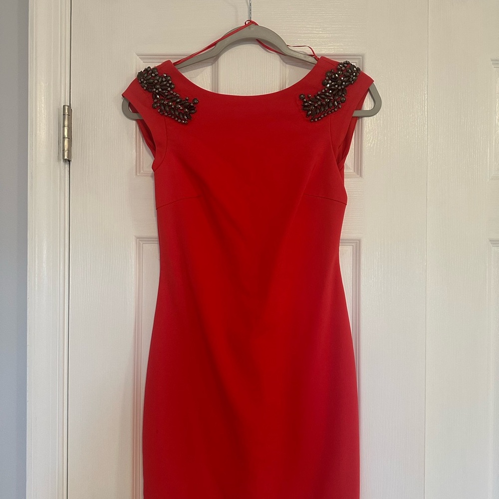 Zara Red Mini Dress with Embellished Shoulders
